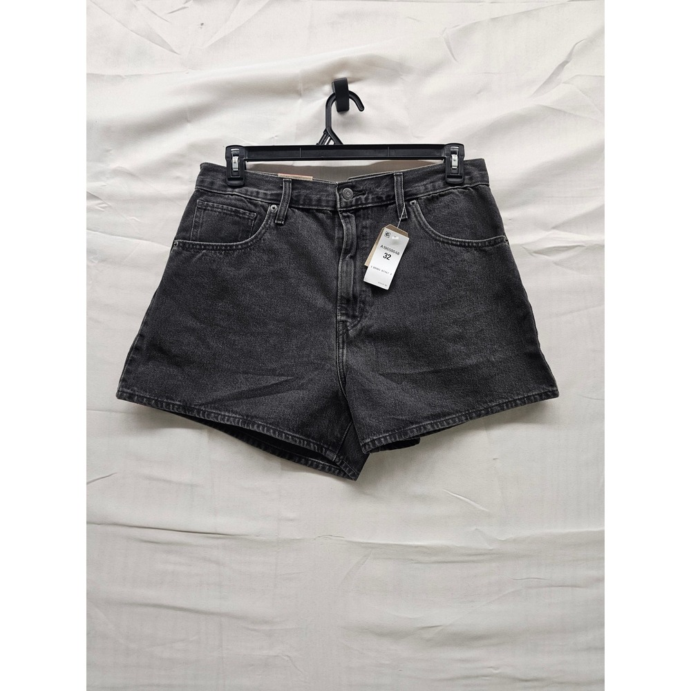 Levi's Womens High‎ Rise Mom Shorts Black Denim Casual Size 32